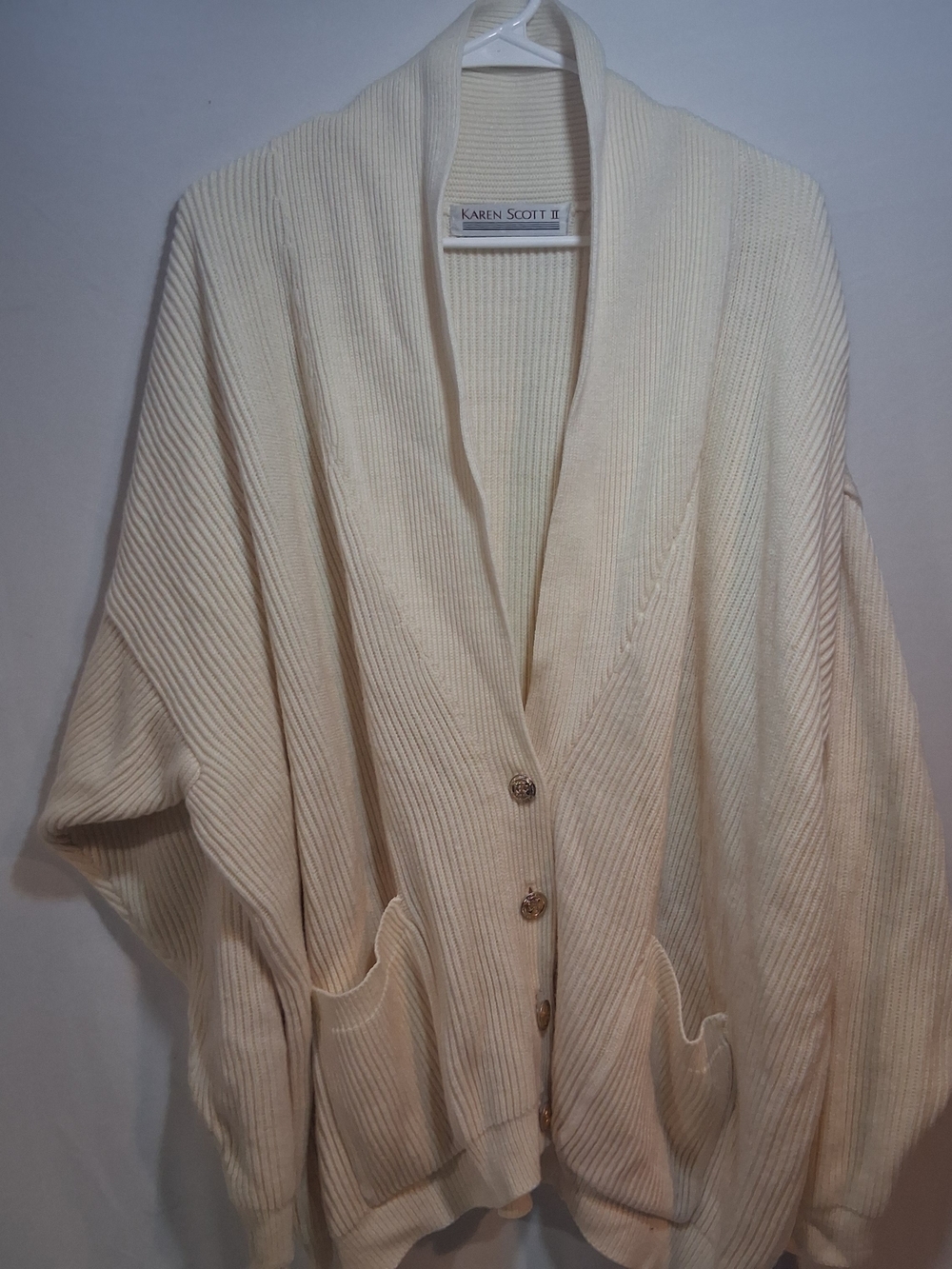 Scott Cream Ribbed Button-Front Women's Cardigan